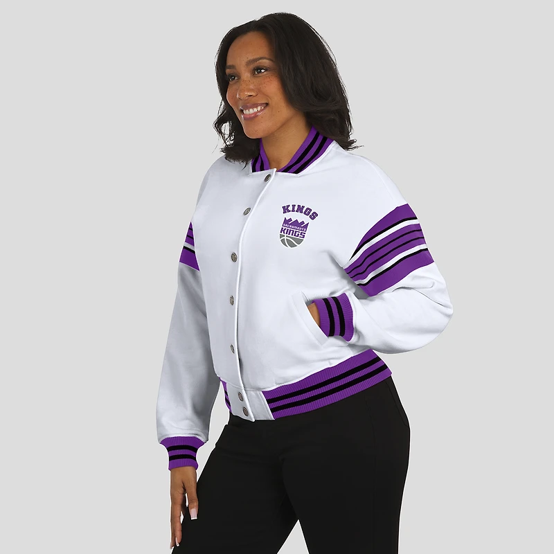 Women's WEAR by Erin Andrews White Sacramento Kings Full-Snap Fleece Sweatshirt Jacket