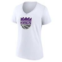 Women's  White Sacramento Kings Primary Logo V-Neck T-Shirt