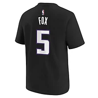 T-shirt noir pour jeunes De'Aaron Fox, icône des Sacramento Kings, avec nom et numéro
