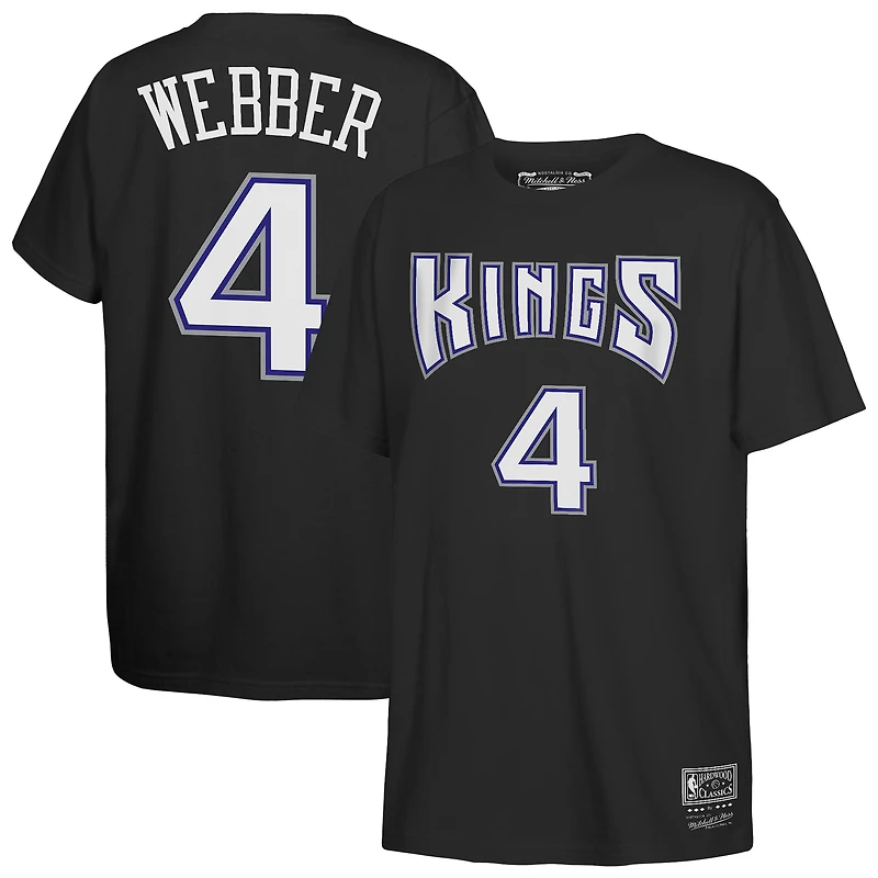 Youth Mitchell & Ness Chris Webber Black Sacramento Kings Hardwood Classics Name Number T-Shirt