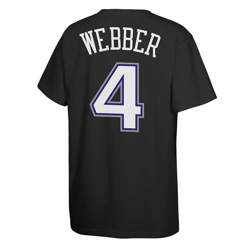 Youth Mitchell & Ness Chris Webber Black Sacramento Kings Hardwood Classics Name Number T-Shirt