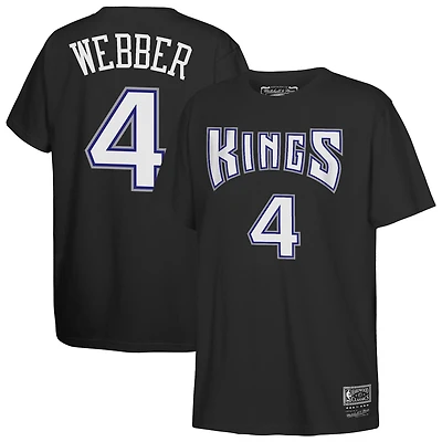 Youth Mitchell & Ness Chris Webber Black Sacramento Kings Hardwood Classics Name Number T-Shirt