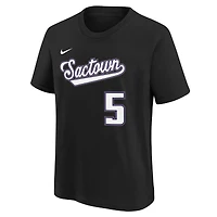 Youth Nike De'Aaron Fox Black Sacramento Kings 2021/22 City Edition Name & Number T-Shirt
