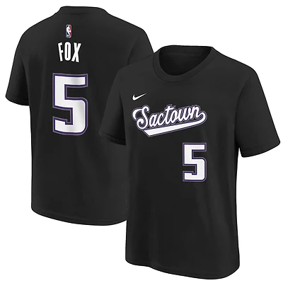 Youth Nike De'Aaron Fox Black Sacramento Kings 2021/22 City Edition Name & Number T-Shirt