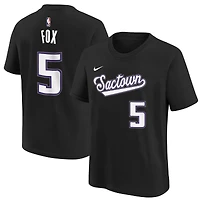 Youth Nike De'Aaron Fox Black Sacramento Kings 2021/22 City Edition Name & Number T-Shirt