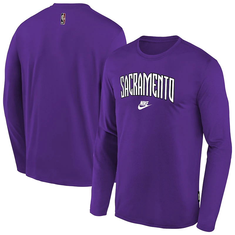 T-shirt à manches longues Nike violet Hardwood Classics pour jeunes des Sacramento Kings