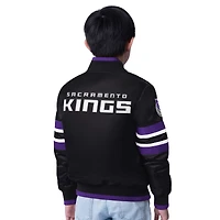 Youth Starter Black Sacramento Kings Scout Varsity Full-Snap Jacket