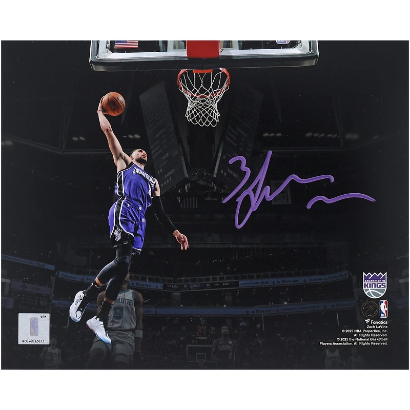Photographie autographiée de Zach LaVine, Sacramento Kings, 8" x 10"
