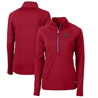 Haut demi-zippé en tricot extensible recyclé Adapt Eco Knit pour femme, rouge, des Sacramento River Cats, Cutter & Buck