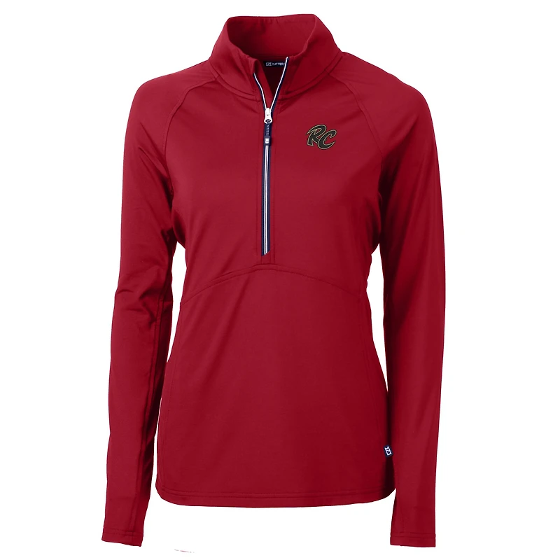 Haut demi-zippé en tricot extensible recyclé Adapt Eco Knit pour femme, rouge, des Sacramento River Cats, Cutter & Buck