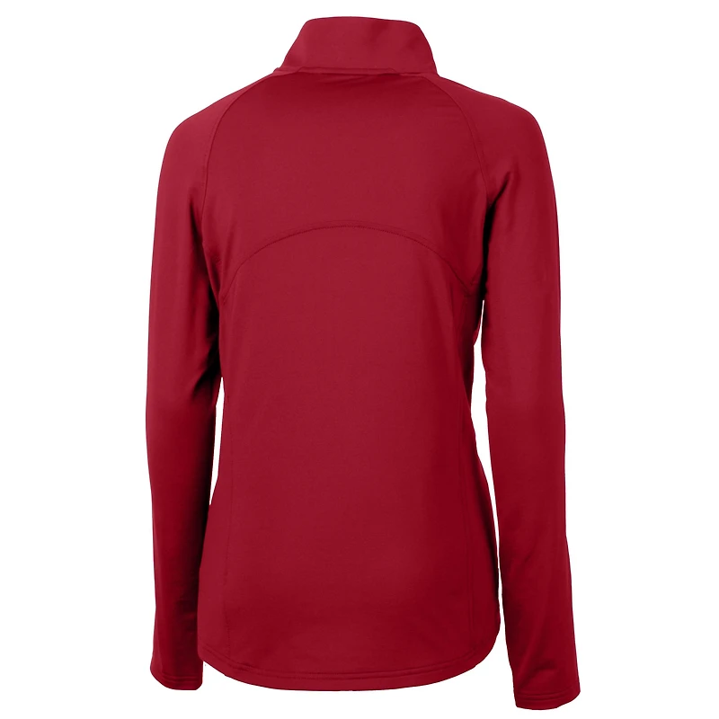 Haut demi-zippé en tricot extensible recyclé Adapt Eco Knit pour femme, rouge, des Sacramento River Cats, Cutter & Buck