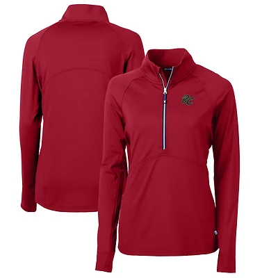 Haut demi-zippé en tricot extensible recyclé Adapt Eco Knit pour femme, rouge, des Sacramento River Cats, Cutter & Buck