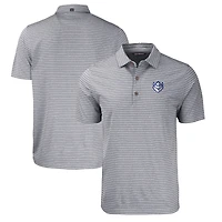 Polo extensible recyclé à rayures Forge Eco Heather pour homme, Cutter & Buck, noir chiné, Saint Louis Billikens