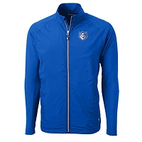 Men's Cutter & Buck Royal Saint Louis Billikens Big Tall Adapt Eco Knit Hybrid Recycled Full-Zip Jacket