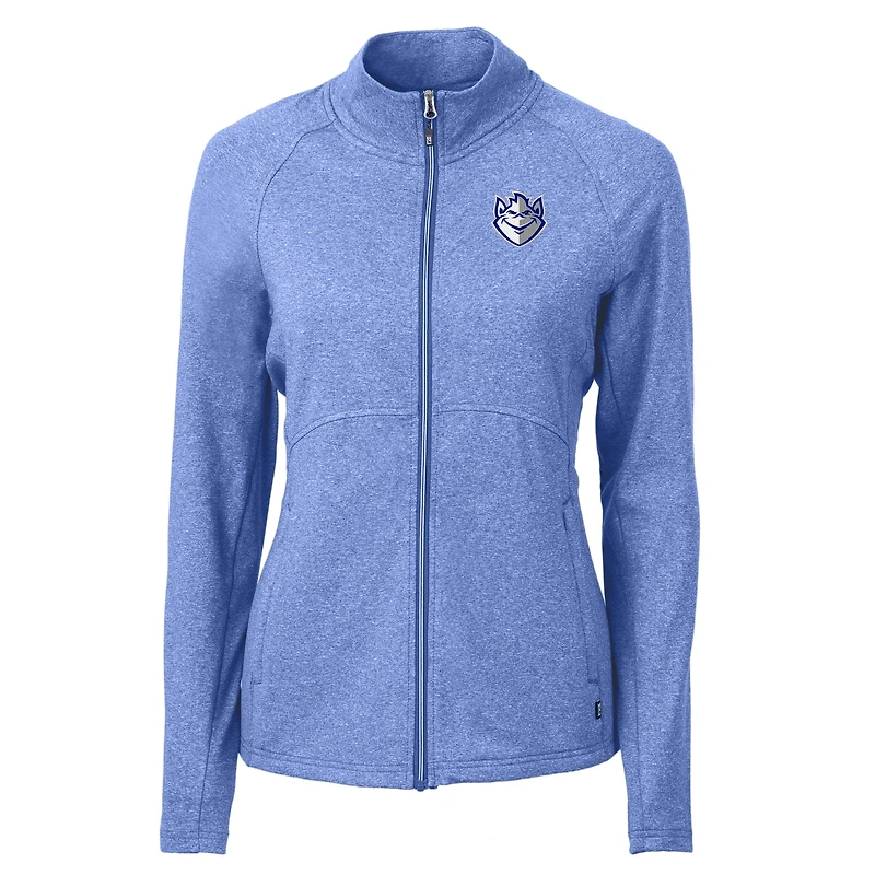 Veste zippée intégrale recyclée en tricot écologique Saint Louis Billikens Adapt pour femme, bleu chiné, Cutter & Buck