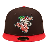 Casquette ajustée New Era 59FIFTY pour homme, marron foncé/rouge, édition spéciale soirées thématiques des Salt Lake Bees (ligue mineure)