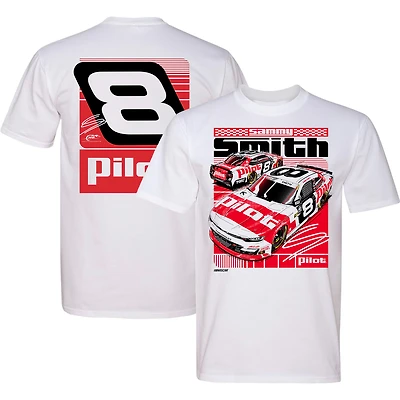 T-shirt officiel de l'équipe JR Motorsports pour homme, blanc, avec le pilote Sammy Smith n° 8
