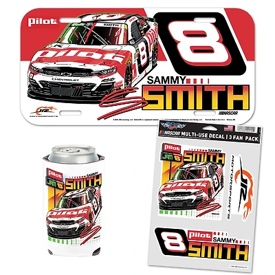 Pack de fans WinCraft Sammy Smith Pilot avec plaque d'immatriculation, autocollants et refroidisseur de canette