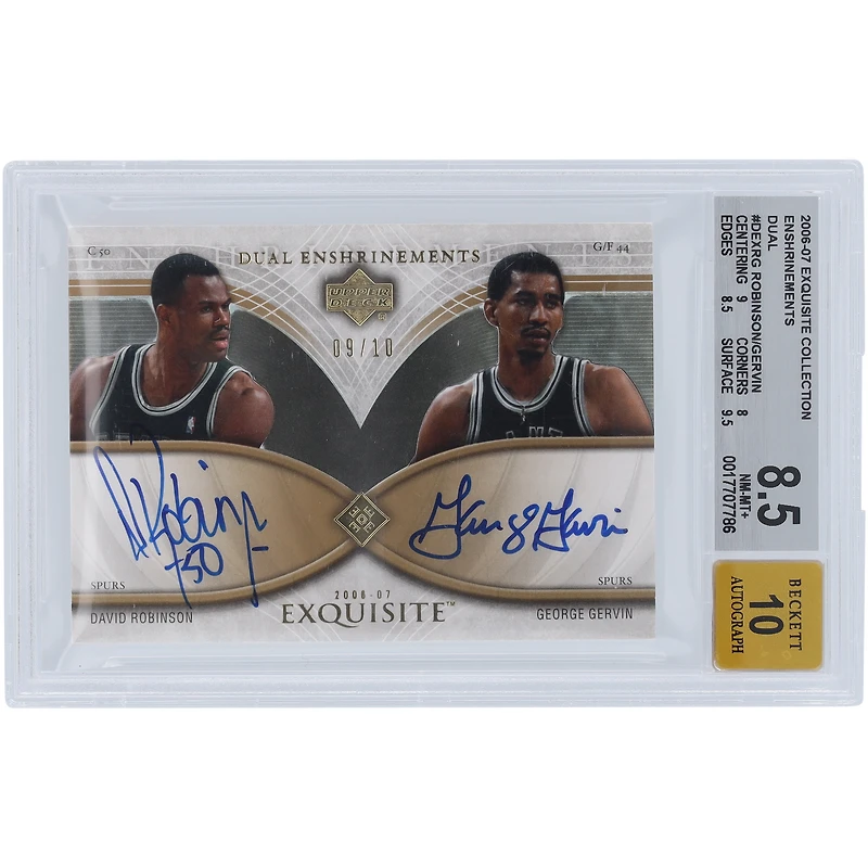 David Robinson and George Gervin San Antonio Spurs Autographed 2006-07 Upper Deck Exquisite Collection Enshrinements #DEX-RG #9/10 BGS Authenticated 8.5/10 Card