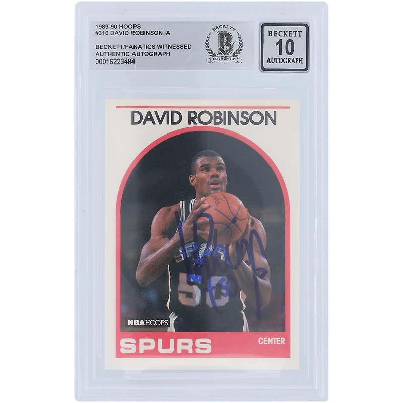 David Robinson San Antonio Spurs Autographed 1989-90 Hoops Series 1 #310 Beckett Fanatics Witnessed Authenticated 10 Rookie Card
