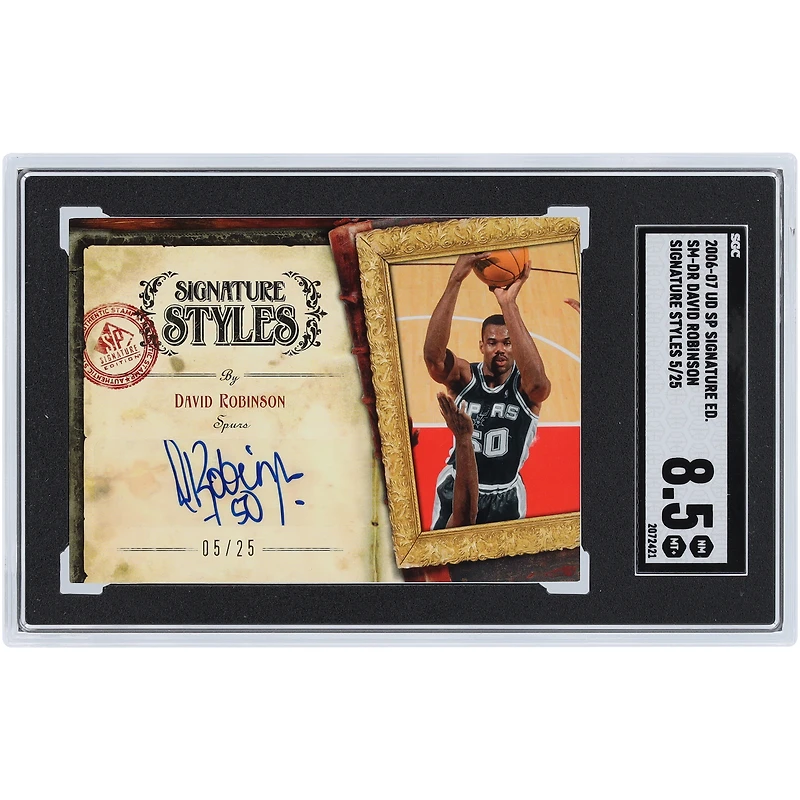 David Robinson San Antonio Spurs Autographed 2006-07 Upper Deck SP Signature Edition Signature Styles #SM-DR #5/25 SGC Authenticated 8.5 Card