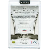 Carte autographiée de David Robinson (San Antonio Spurs) de la collection 2006 Upper Deck Exquisite Collection Exquisite Auto Patches GU Relic #AP-DR #66/100