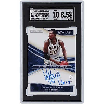 David Robinson San Antonio Spurs Autographed 2020-21 Panini Immaculate Collection Collegiate Moments #IM-DR #12/50 SGC Authenticated 8.5/10 Card with "Prov 1:7" Inscription
