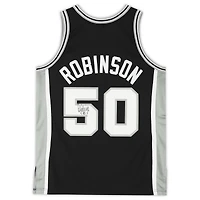Maillot authentique Mitchell & Ness noir autographié par David Robinson des San Antonio Spurs 1988-89