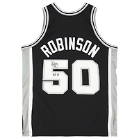 Maillot authentique noir autographié par David Robinson des San Antonio Spurs Mitchell & Ness 1998-99 avec inscription « HOF 09 »