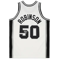 Maillot authentique Mitchell & Ness blanc autographié par David Robinson des San Antonio Spurs 1998-99