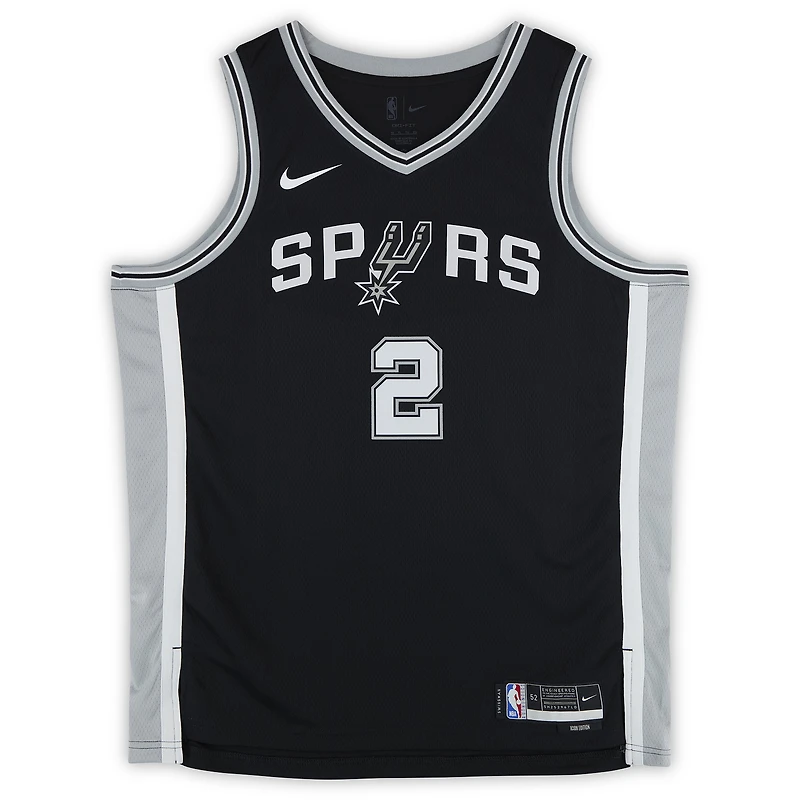 Maillot Swingman Nike Icon Edition noir autographié par Dylan Harper (San Antonio Spurs)