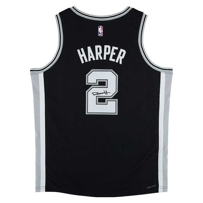 Dylan Harper San Antonio Spurs Autographed Black Nike Icon Edition Swingman Jersey