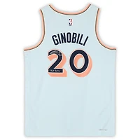 Manu Ginobili San Antonio Spurs Autographed Light Blue Nike 2024-25 City Edition Swingman Jersey with "HOF 2022" Inscription