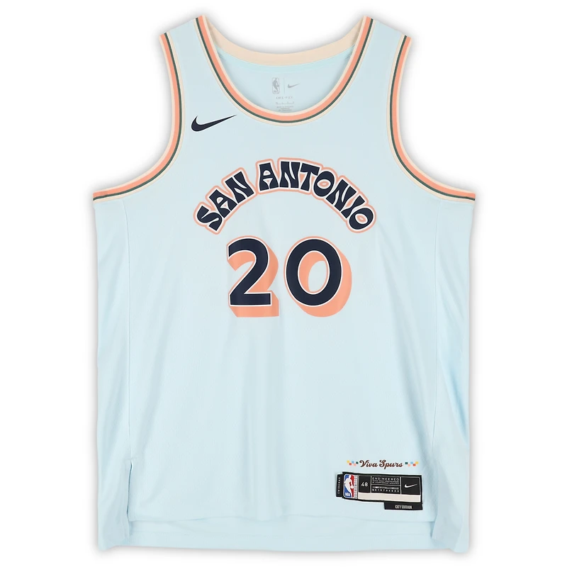 Manu Ginobili San Antonio Spurs Autographed Light Blue Nike 2024-25 City Edition Swingman Jersey with "HOF 2022" Inscription