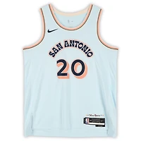 Manu Ginobili San Antonio Spurs Autographed Light Blue Nike 2024-25 City Edition Swingman Jersey with "HOF 2022" Inscription