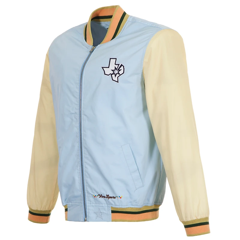 Men's JH Design  Light Blue San Antonio Spurs 2024/25 City Edition Full-Zip Nylon Bomber Jacket