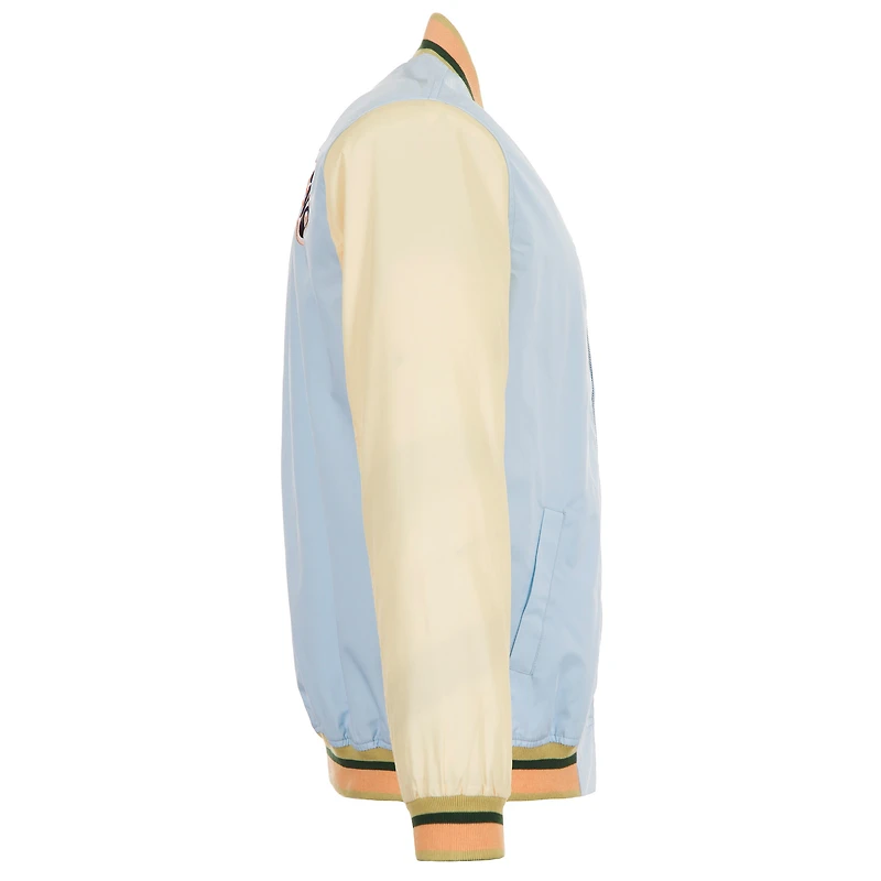 Blouson aviateur en nylon entièrement zippé JH Design bleu clair San Antonio Spurs 2024/25 City Edition pour homme