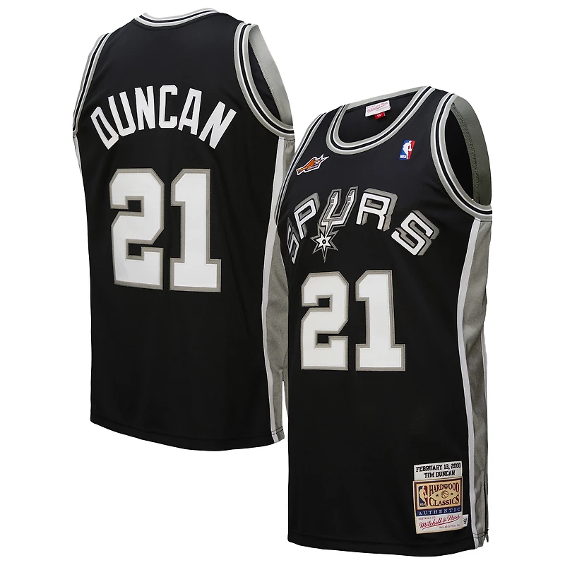 Maillot authentique noir Tim Duncan de Mitchell & Ness pour homme San Antonio Spurs 2000 NBA All-Star Game