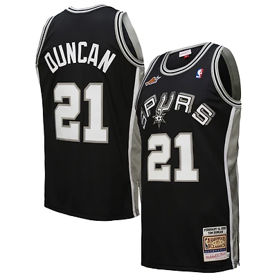 Maillot authentique noir Tim Duncan de Mitchell & Ness pour homme San Antonio Spurs 2000 NBA All-Star Game