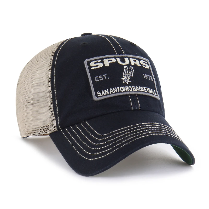 Men's '47 Black/Tan San Antonio Spurs Wabash Patch Clean Up Adjustable Hat