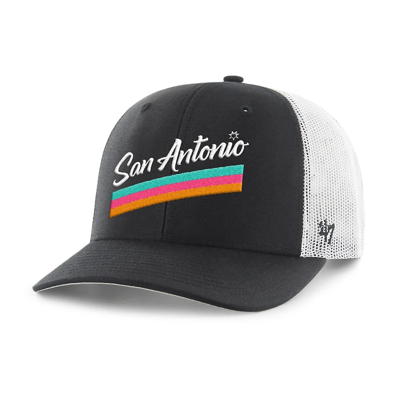 Casquette trucker ajustable San Antonio Spurs Hardwood Classics noire pour homme, modèle 47