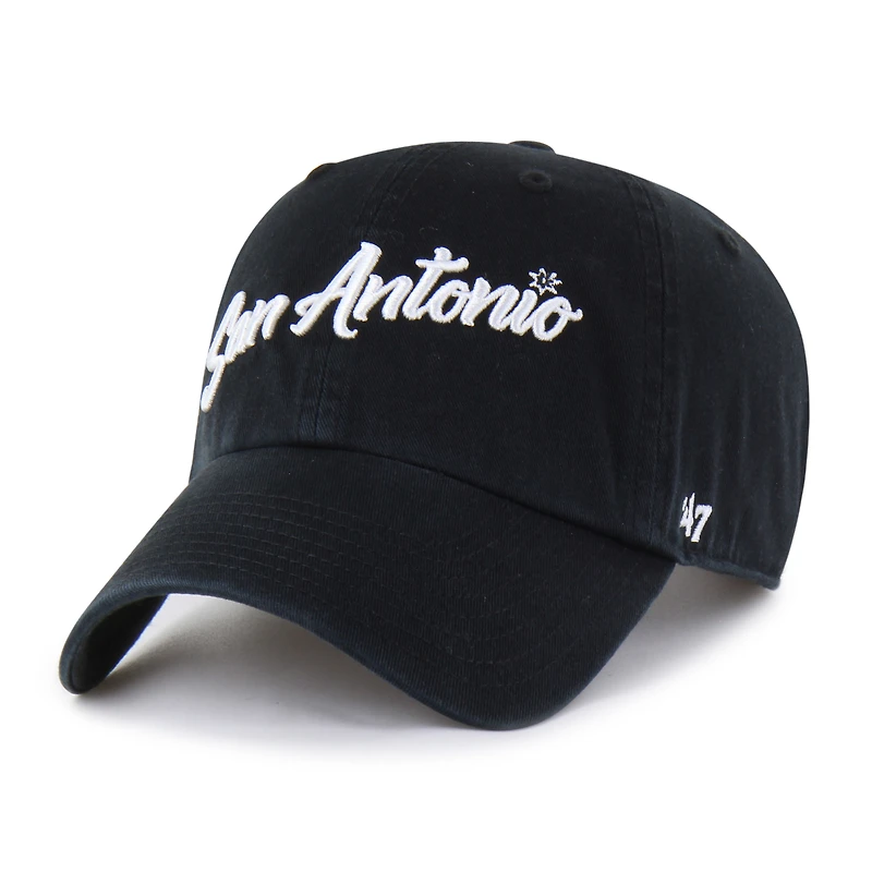 Men's '47 Black San Antonio Spurs Sure Shot Clean Up Adjustable Hat