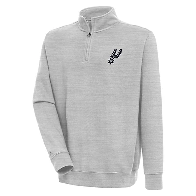 Men's Antigua  Heather Gray San Antonio Spurs Victory Quarter-Zip Pullover Top