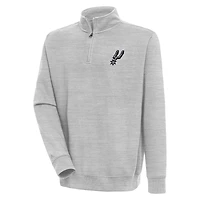 Men's Antigua  Heather Gray San Antonio Spurs Victory Quarter-Zip Pullover Top