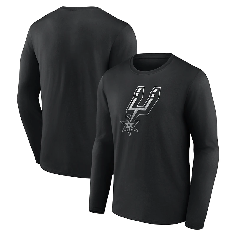 T-shirt à manches longues noir pour homme avec logo dégradé des San Antonio Spurs