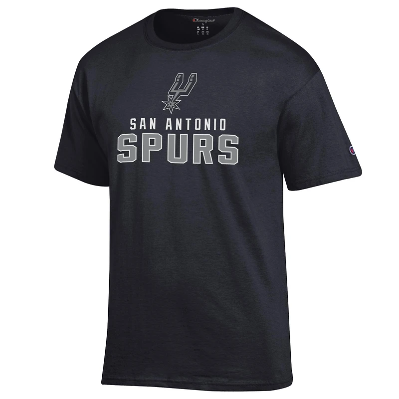 Men's Champion Black San Antonio Spurs Jersey Cotton T-Shirt