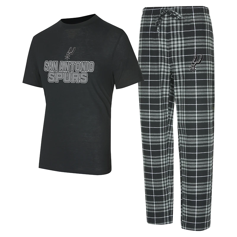 Men's Concepts Sport  Black/Gray San Antonio Spurs Vector Top & Flannel Pants Sleep Set