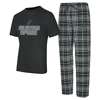 Men's Concepts Sport  Black/Gray San Antonio Spurs Vector Top & Flannel Pants Sleep Set