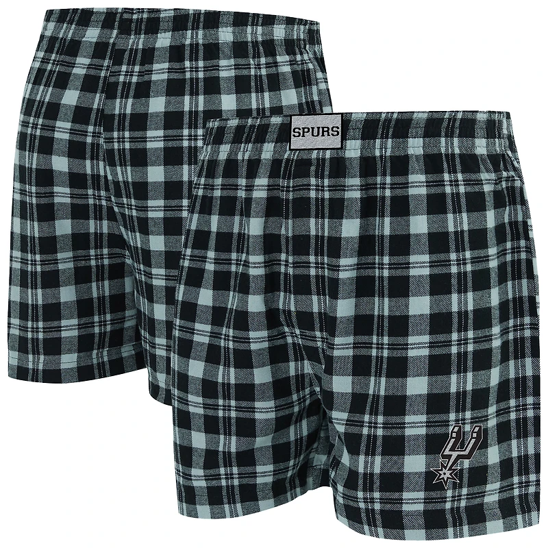 Men's Concepts Sport Black/Silver San Antonio Spurs Hawthorn Flannel Boxer