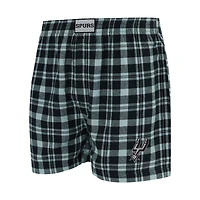 Men's Concepts Sport Black/Silver San Antonio Spurs Hawthorn Flannel Boxer